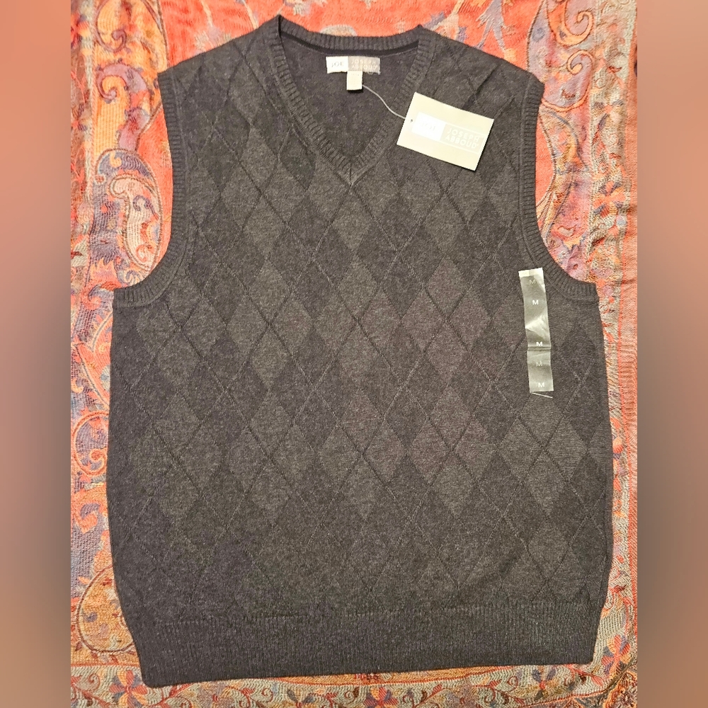 Joseph Abboud JOE 100% Cotton Muted Argyle V-Neck Sweater Vest Size M